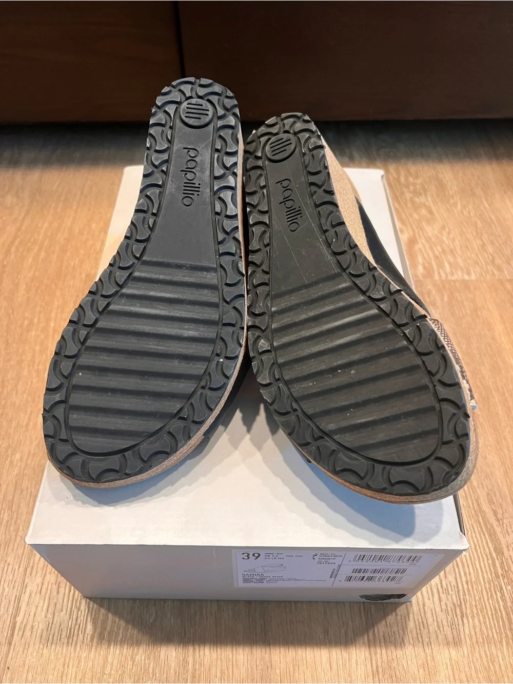 Papillo by Birkenstock Samira Wedge Sandals Black Snake Beige Leather EU 39 US 8